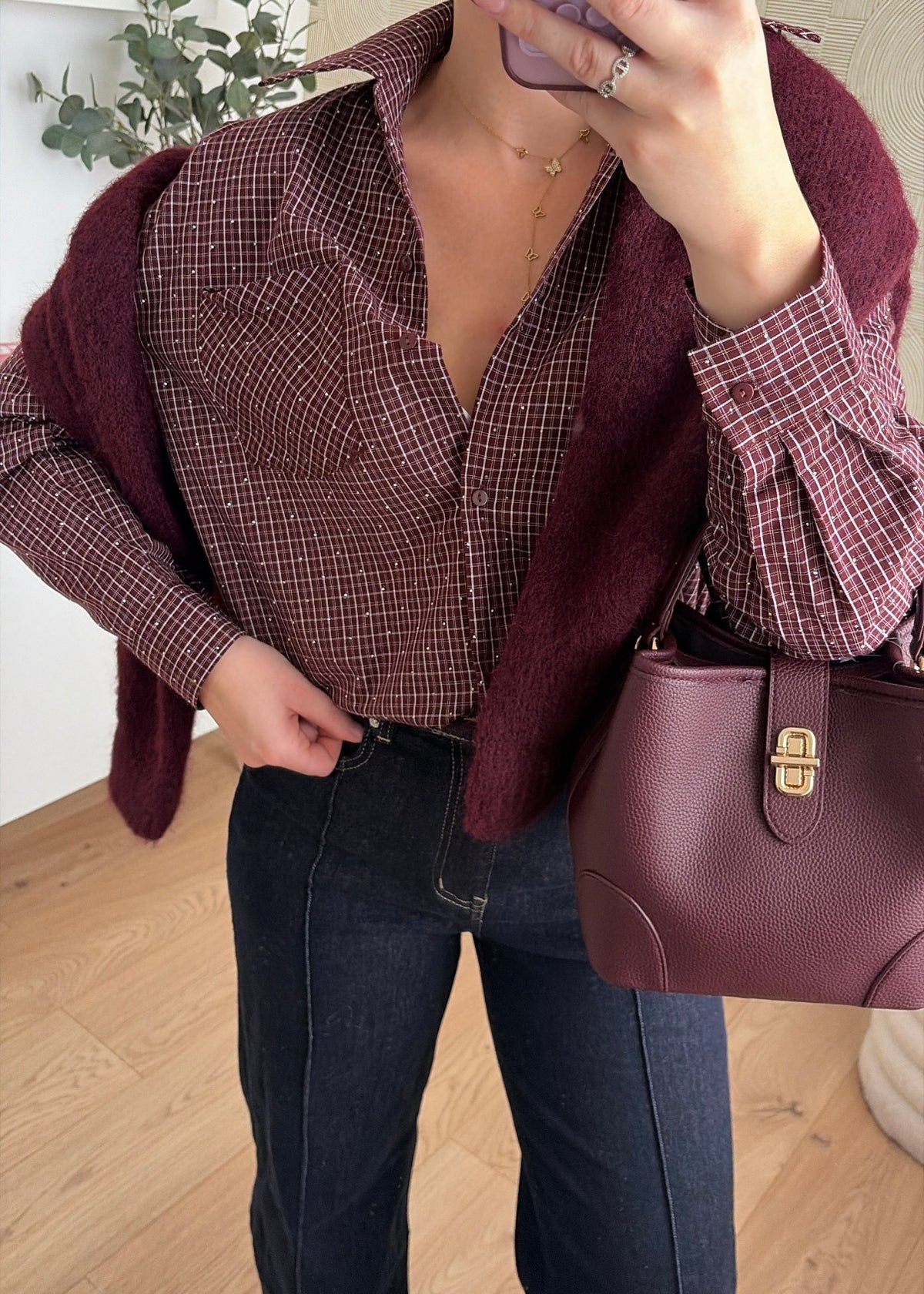 Chemisier strass burgundy - ELENA