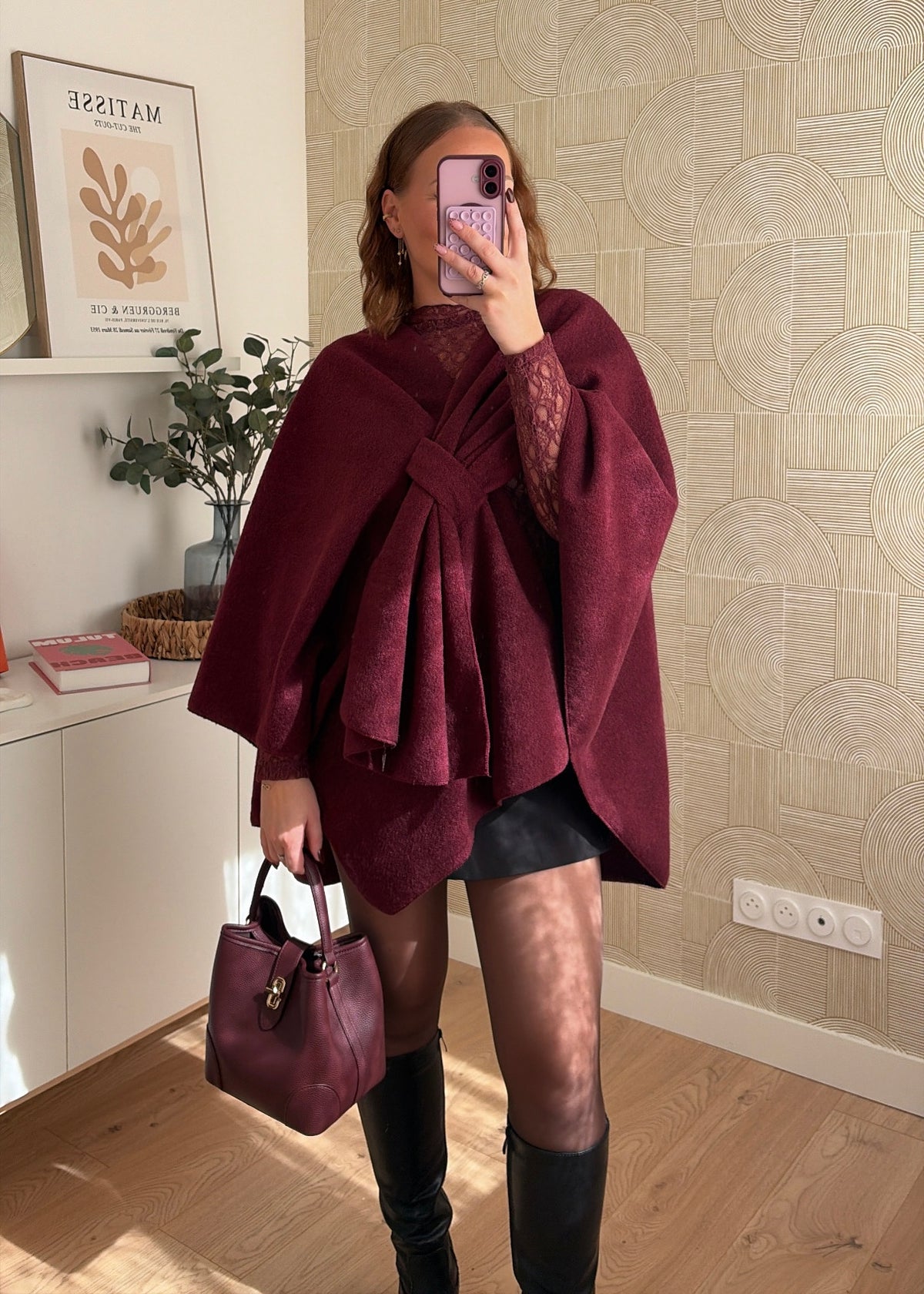 Poncho bordeaux - NATE