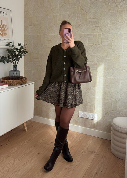 Robe à fleurs kaki - JADE