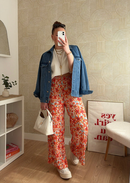 Pantalon plissé à motifs orange - NOLA