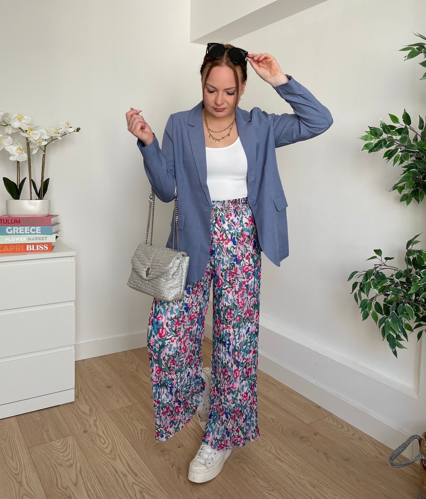 Pantalon plissé à motifs CATHERINE