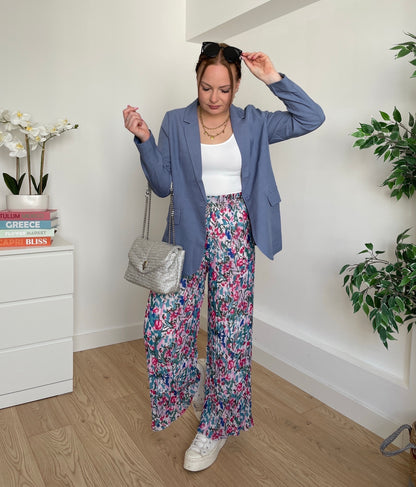 Pantalon plissé à motifs CATHERINE