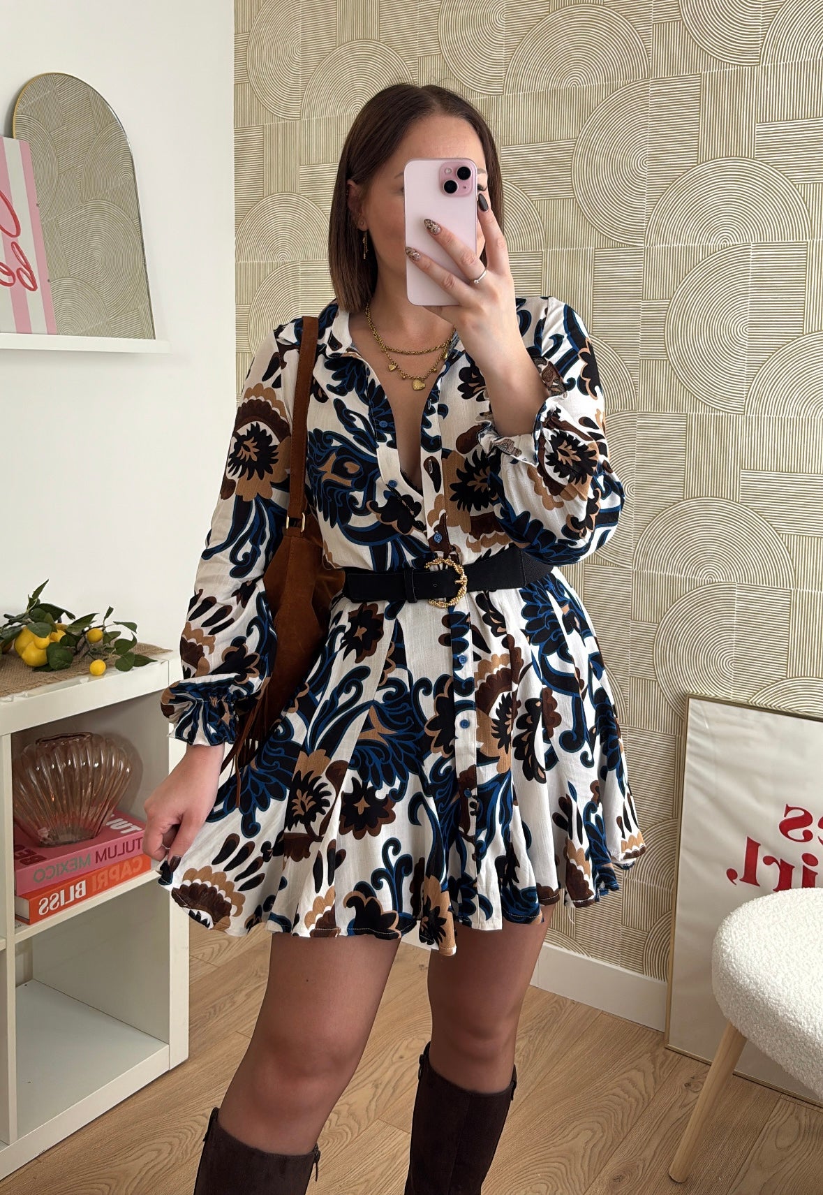 Robe patineuse - CREAMY BROWN