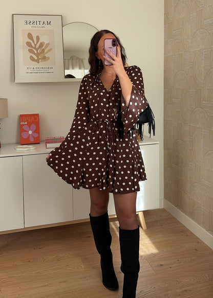 PRÉCOMMANDE / Robe courte choco - POIS