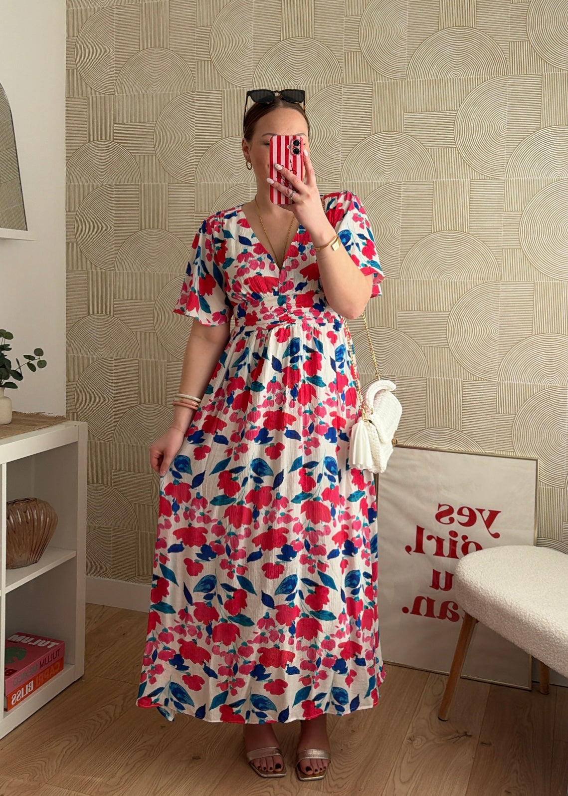 Robe longue rose/bleu- EMMA