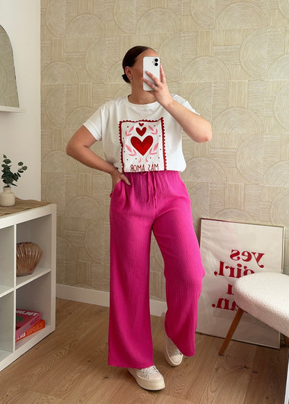 Pantalon fuchsia - GAZE DE COTON