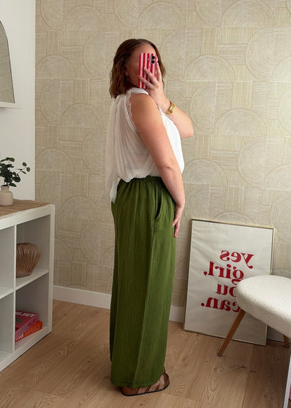Pantalon olive - GAZE DE COTON