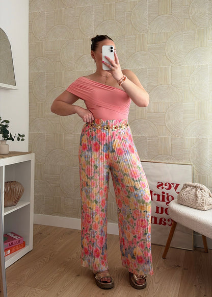 Pantalon plissé à fleurs - MIA