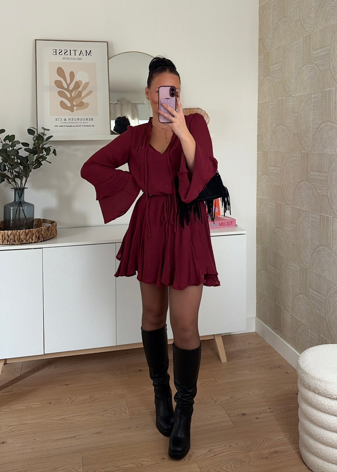 Robe courte bordeaux - CHLÉA