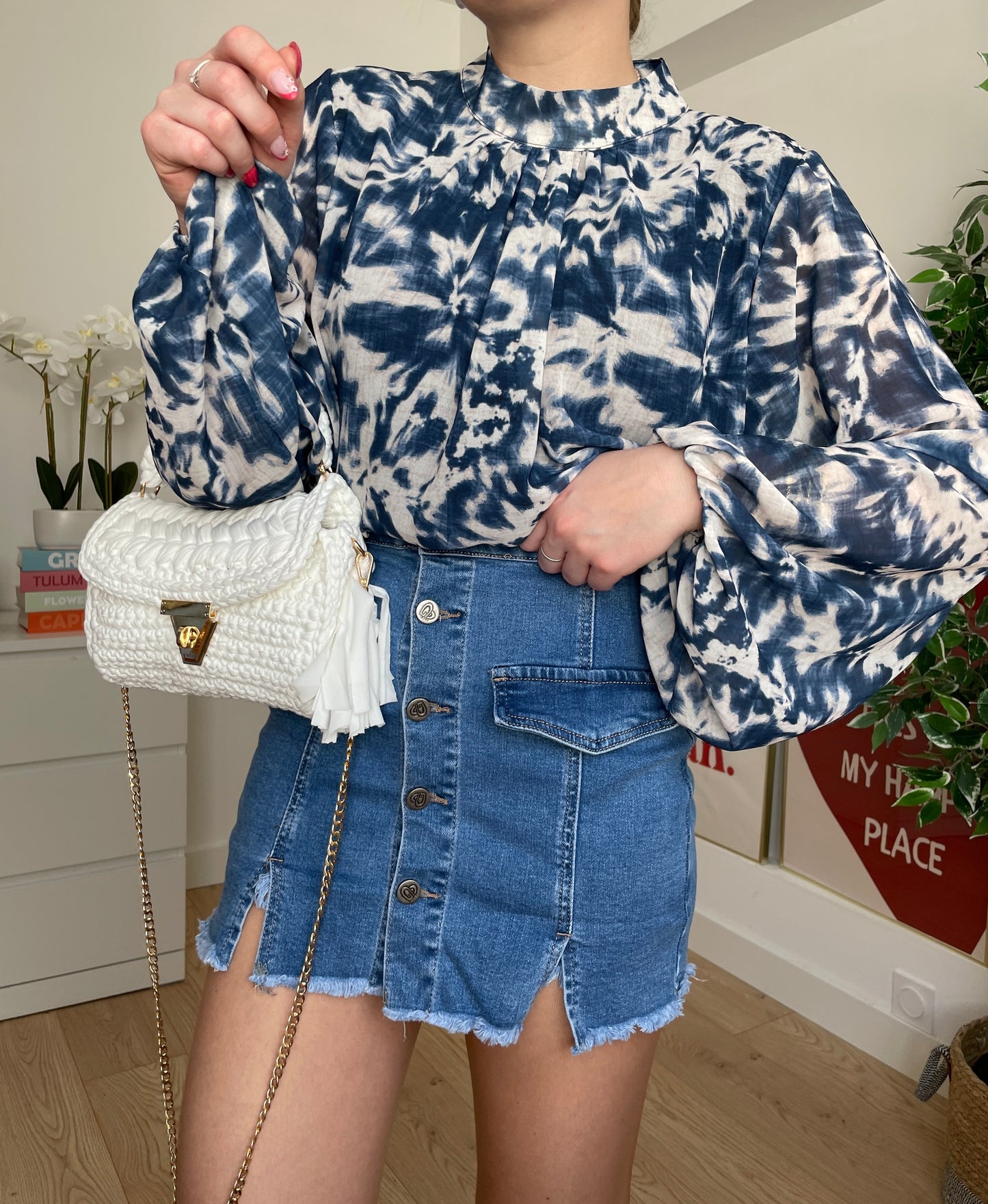 Blouse à motifs bleu LILINO