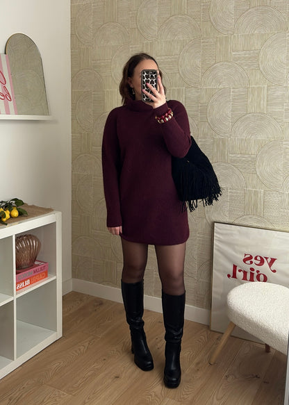 Robe en maille - BURGUNDY
