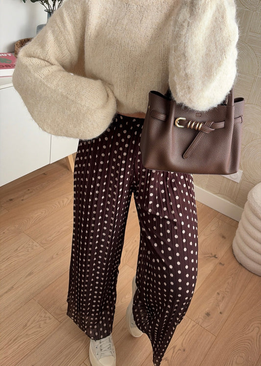 Pantalon plissé choco - POIS