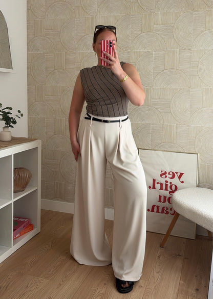 Top froncé taupe - ARIA