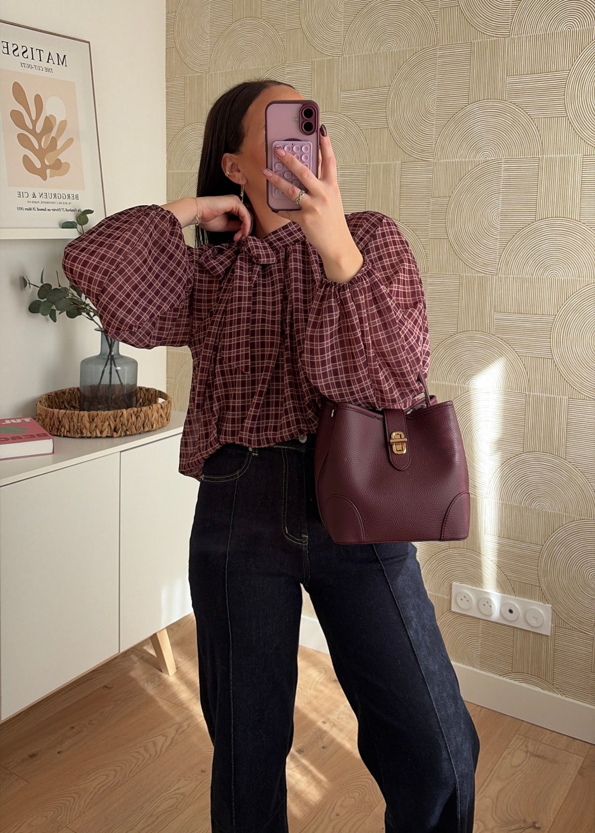 Blouse à carreaux bordeaux - EVE
