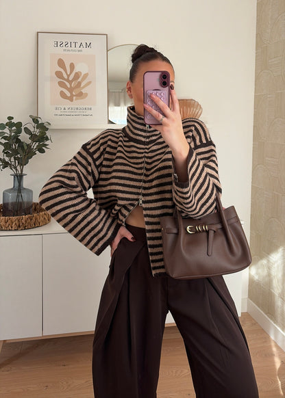 Gilet marinière choco - ZIPPA
