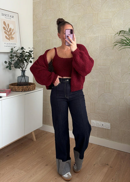 PRÉCOMMANDE / Gilet + débardeur bordeaux - NAOMIE