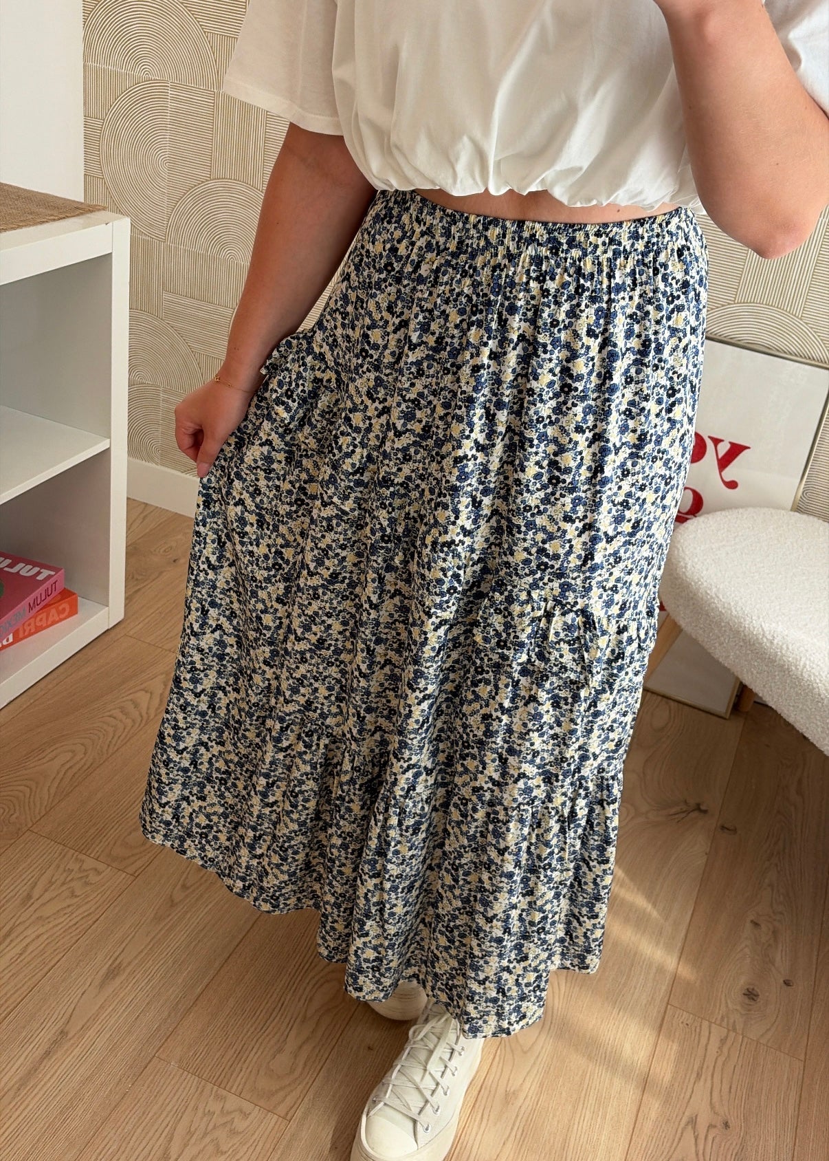 Jupe longue navy - FLOWERS
