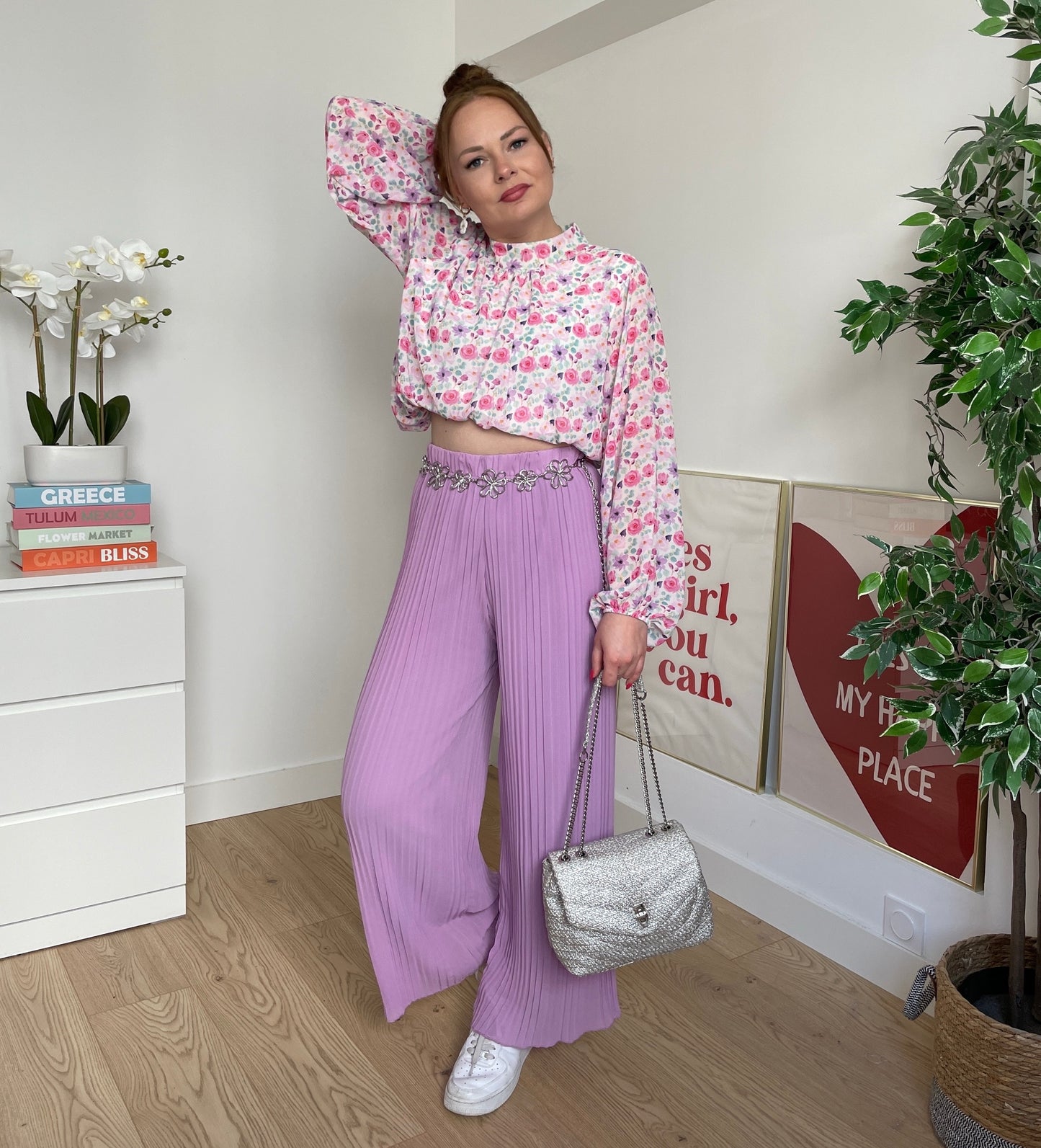 Pantalon plissé mauve LYNE