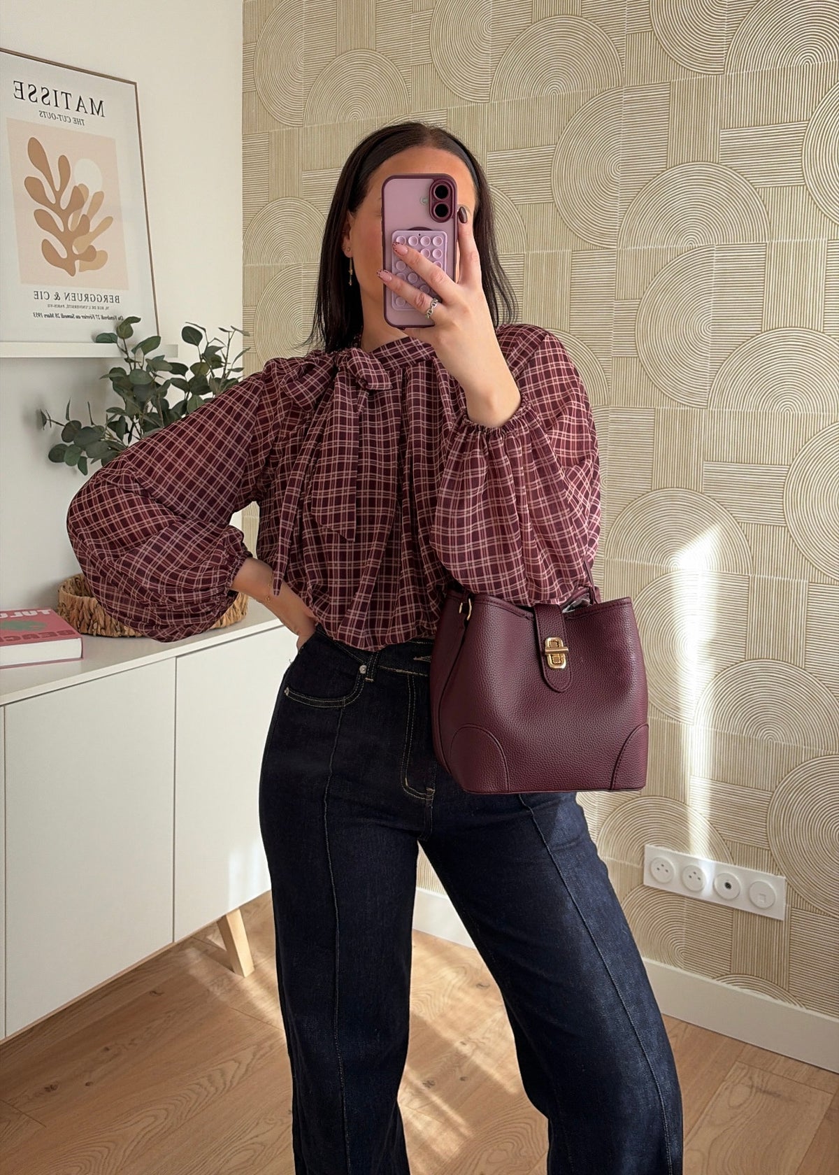 Blouse à carreaux bordeaux - EVE