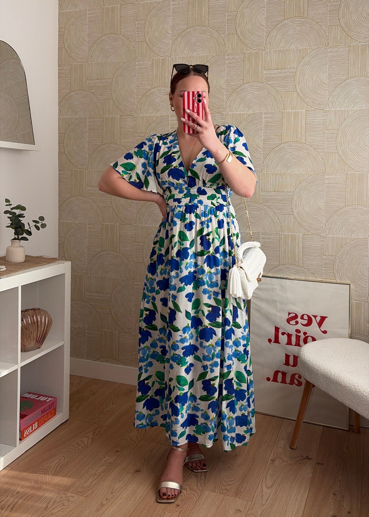 Robe longue bleu/vert- EMMA