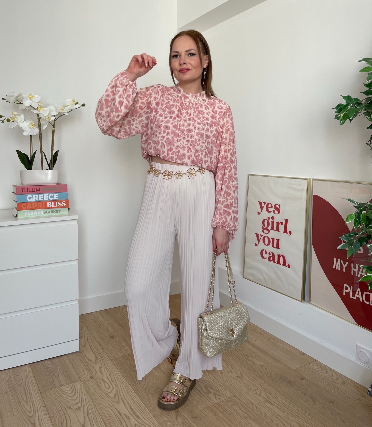 Pantalon plissé beige LYNE