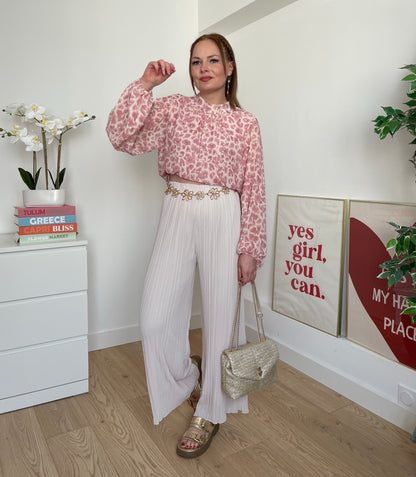 Pantalon plissé beige LYNE