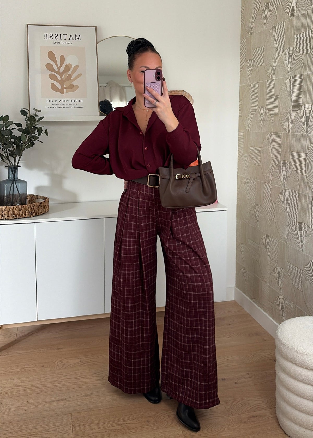 Pantalon carreaux bordeaux - PALOMA