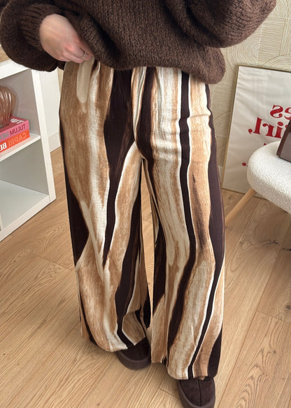 Pantalon rayé - LATTE