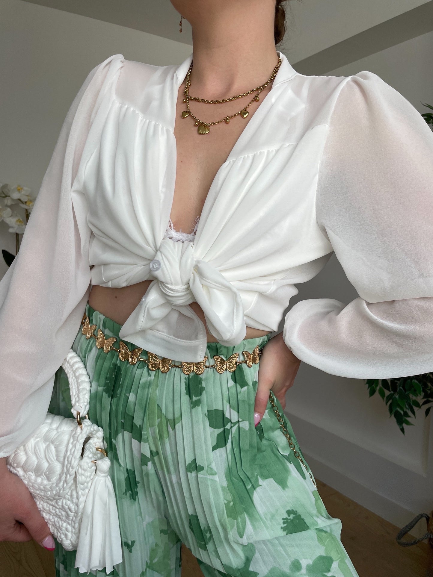Pantalon plissé à fleurs vert OSIRIS