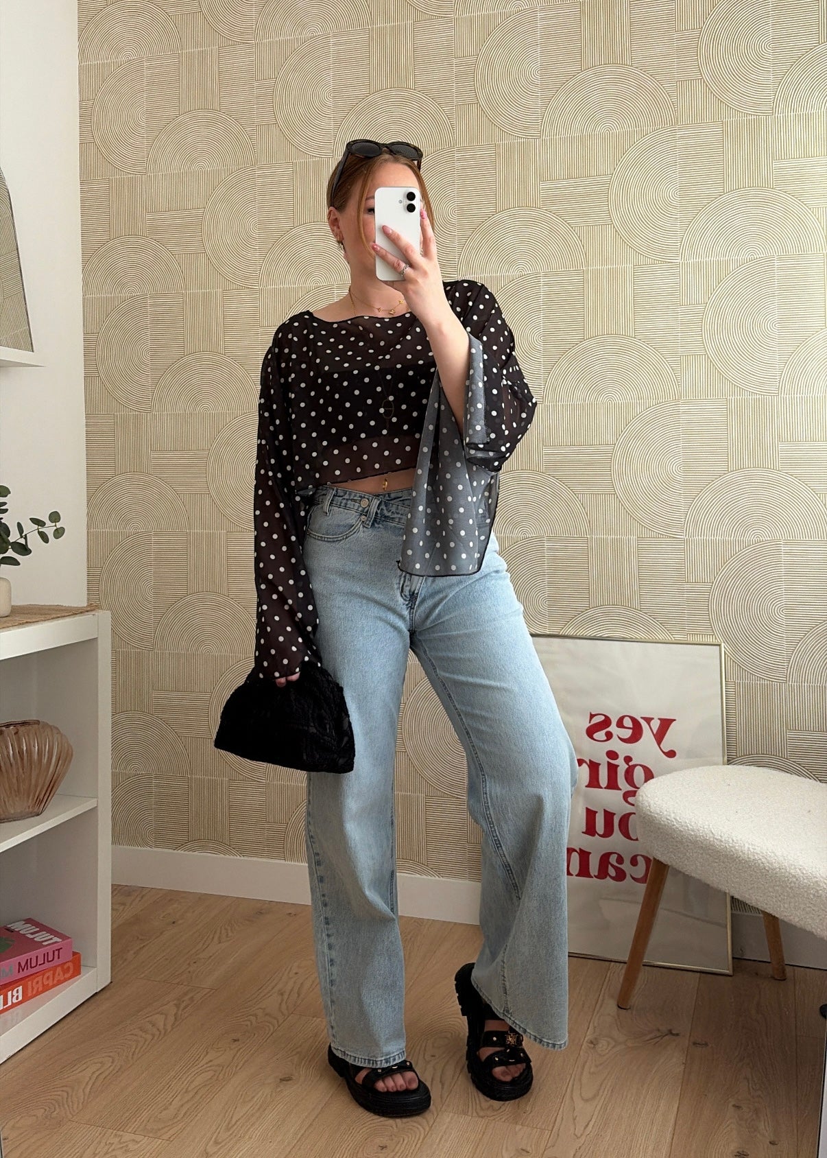 Jeans asymétrique wide leg - EZIO