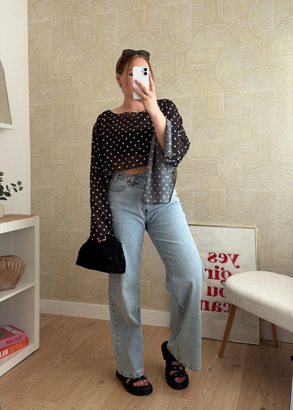 Jeans asymétrique wide leg - EZIO