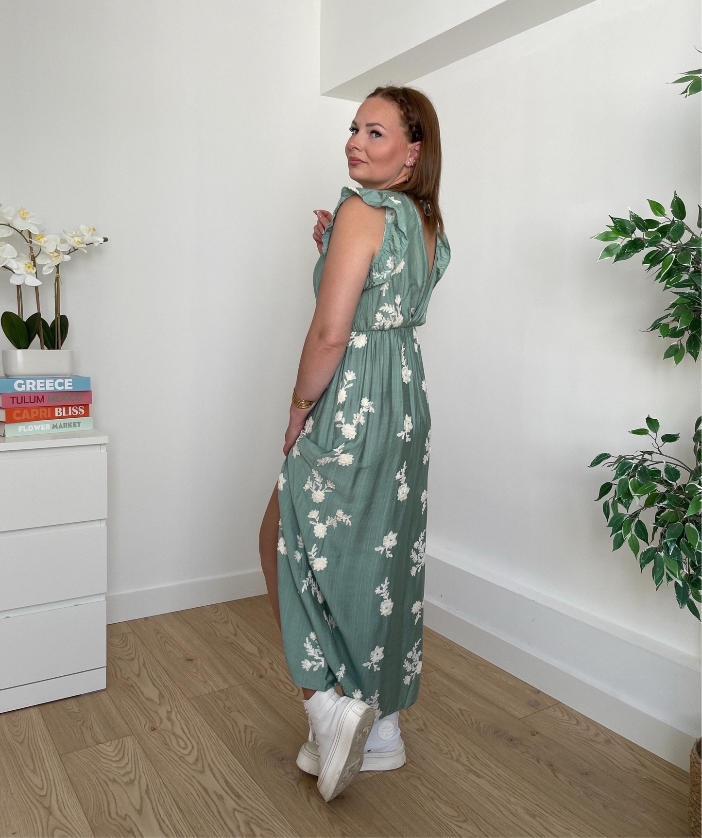 Robe longue céladon CAÏANA
