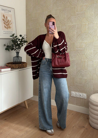 Gilet à rayures bordeaux - CÉLIA