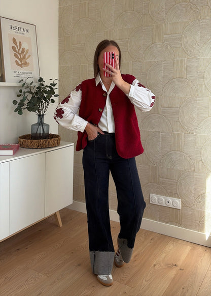 Gilet bouclette bordeaux - SHAUN