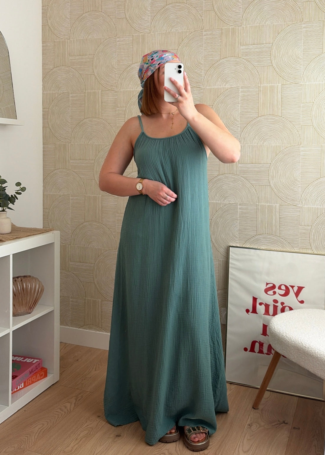 Robe longue céladon - NAOMIE