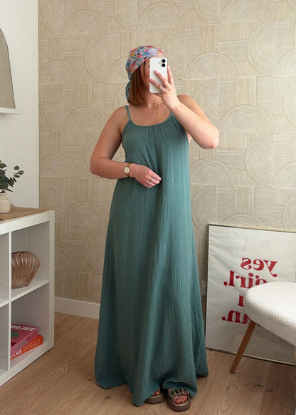Robe longue céladon - NAOMIE