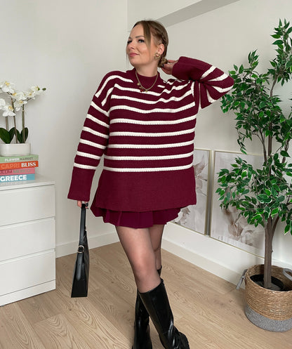 Pull marinière bordeaux ISAÉ