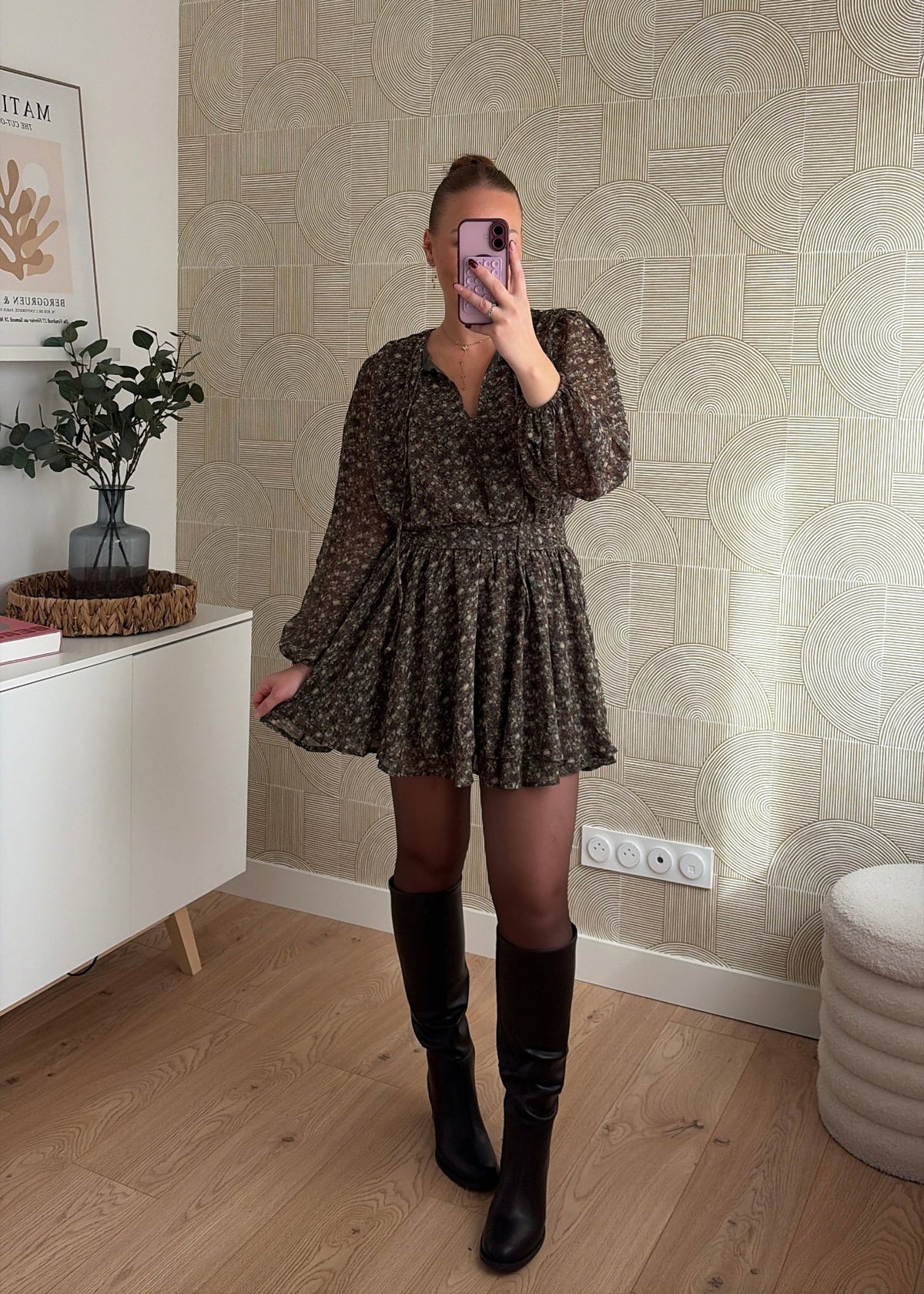 Robe à fleurs kaki - JADE