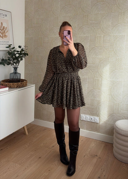 Robe à fleurs kaki - JADE