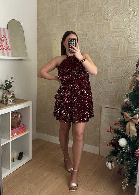 Robe à sequins bordeaux "L'INCROYABLE"