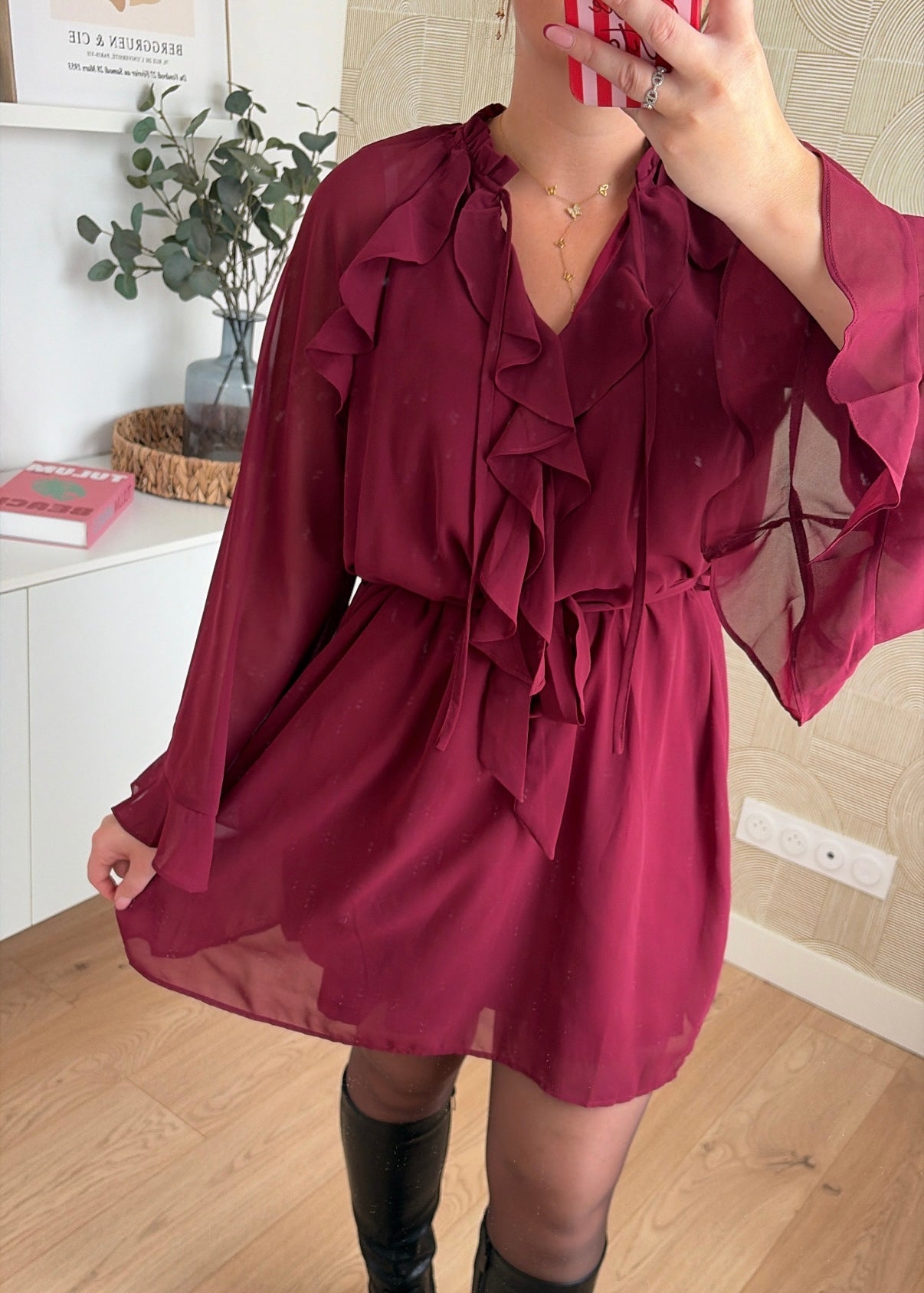 Robe volants bordeaux - DAISIE
