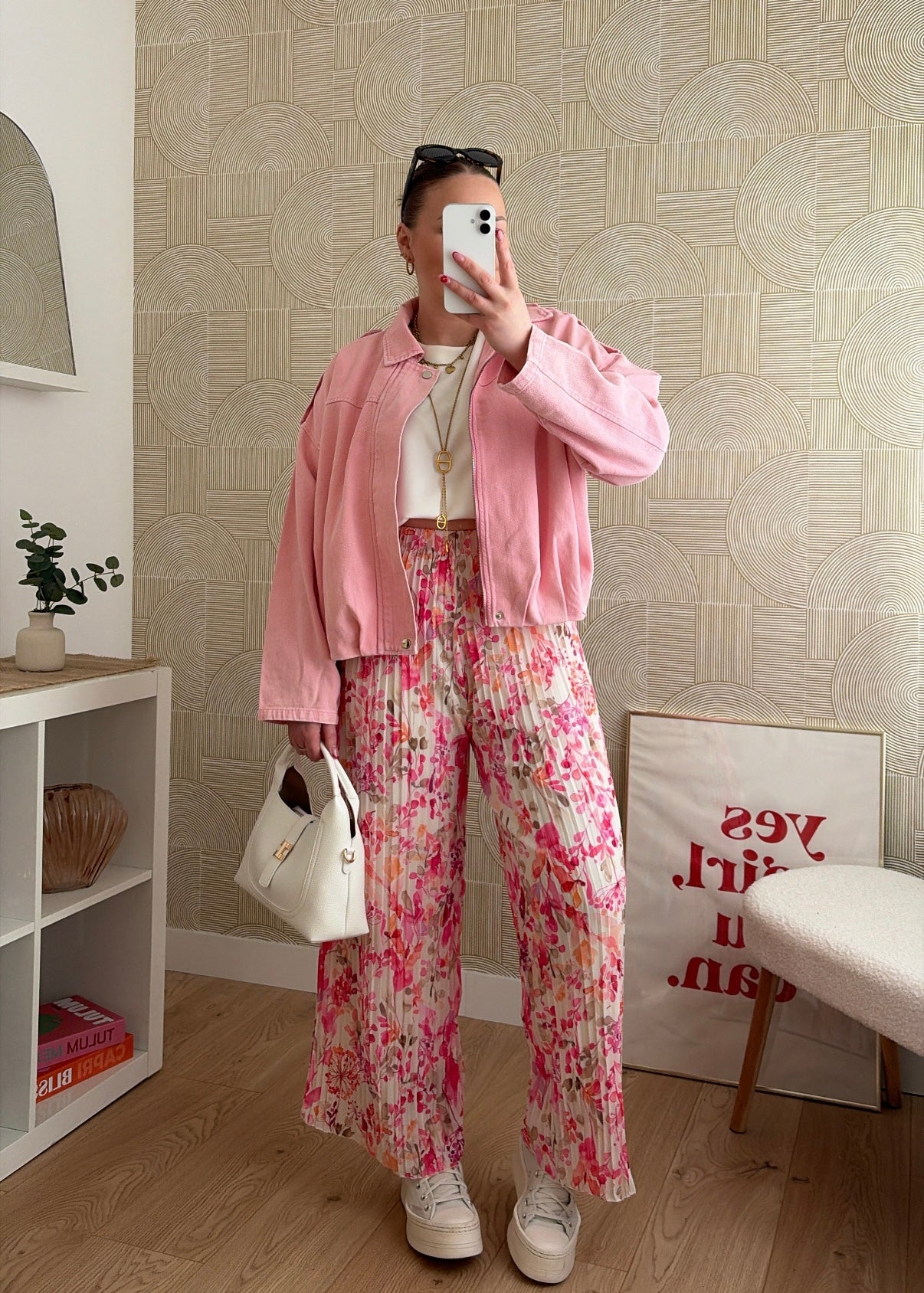 Pantalon plissé à motifs fuchsia - HIRMA