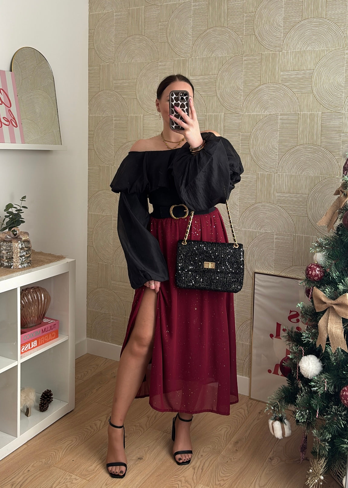 Jupe longue bordeaux "DIAMOND"