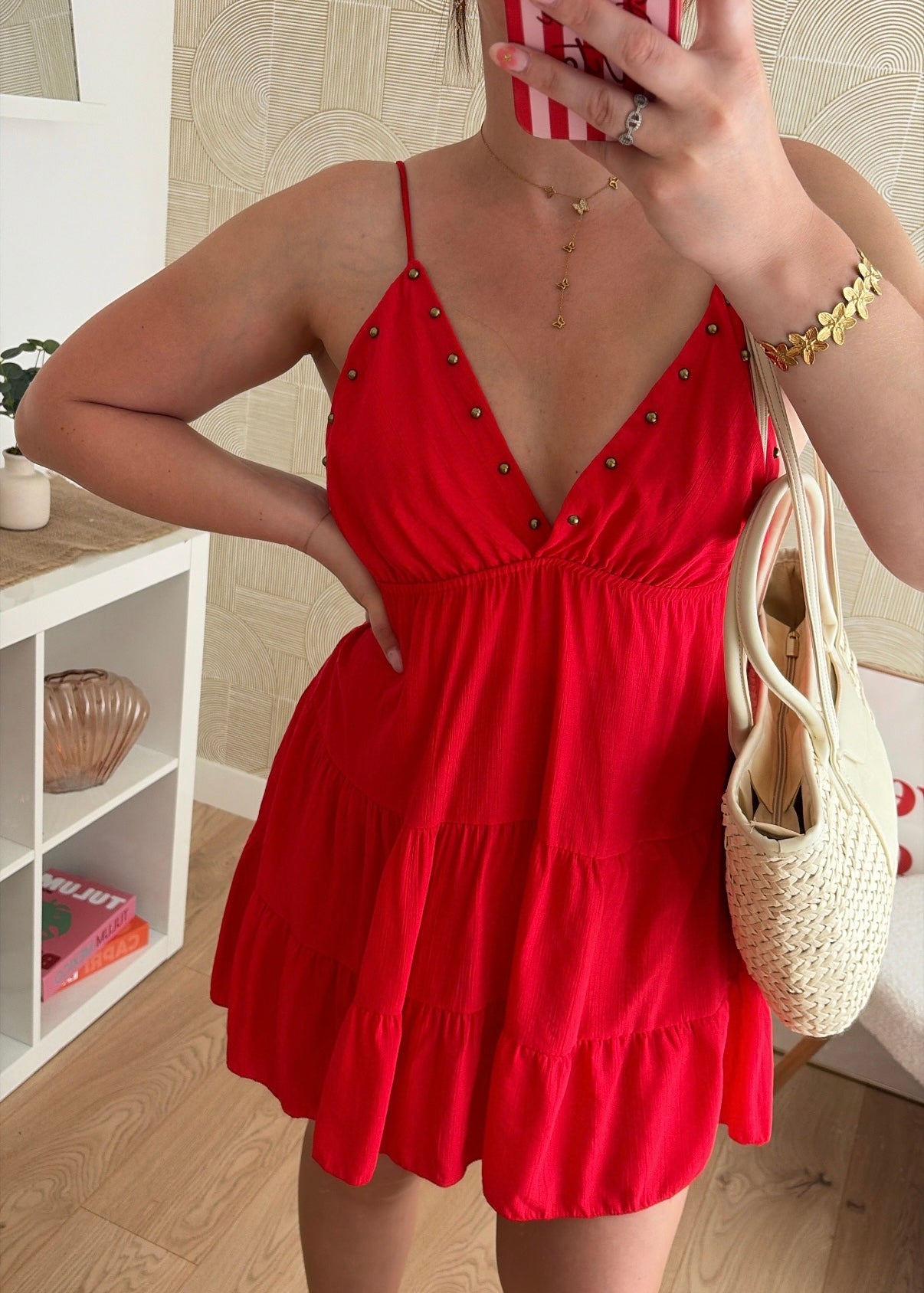Robe cloutée rouge - OLIVIA