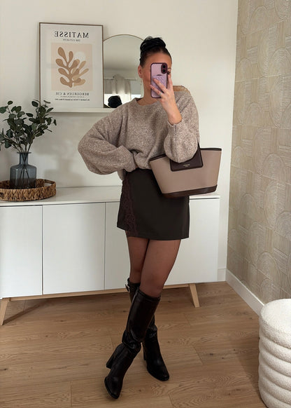 Jupe-short choco - DENTELLE