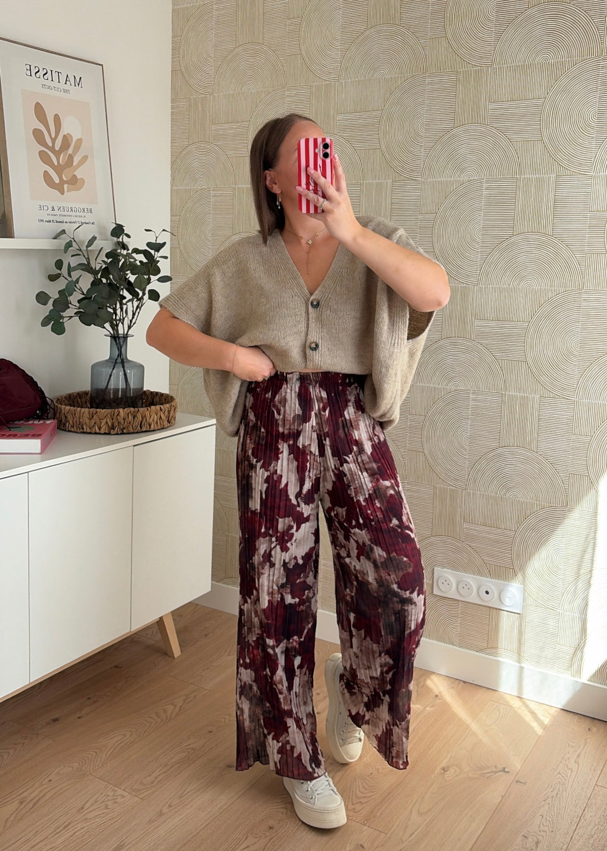 Pantalon plissé bordeaux - LEELOO