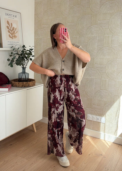 Pantalon plissé bordeaux - LEELOO