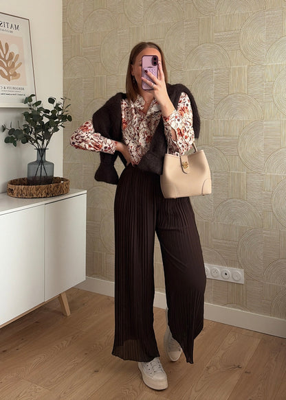 Pantalon plissé choco - MYLEE