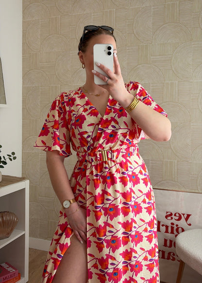 Robe fleurie - FUCHSIA