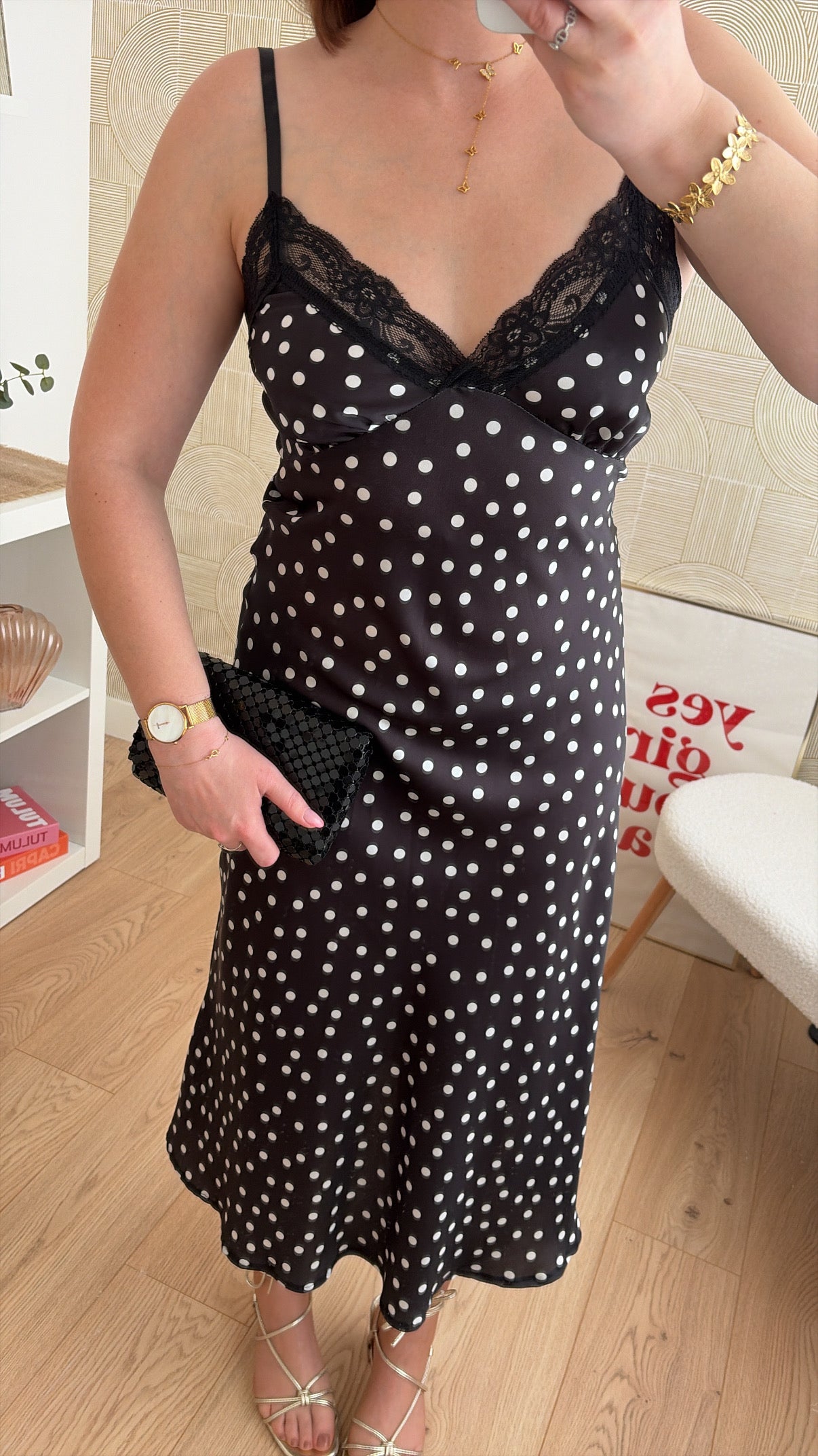 Robe longue à pois noir - NIRMA
